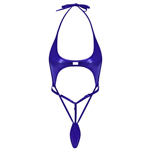 Women Sexy Erotic Wet Look Lingerie Metallic Teddy Micro Underwear