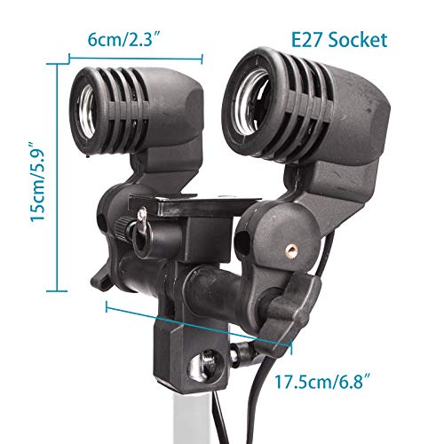 2in1 E27 Stativaufsatz doppel Lampenfassung Lampenhalterung Lampenhalter inkl. Halterung Schirmhalter für Studio Foto Video Softbox Regenschirm Blitz – Bild 7