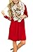 AUSELILY Women's Long Sleeve Pleated Loose Swing Casual Dress with Pockets Knee Length (M, Red)