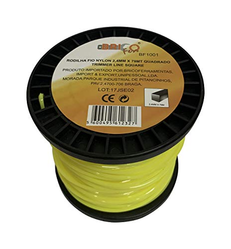 bricoferr BF1001 – Faden Motorsense Nylon Profil quadratisch 2,4 mm x 79 Meter