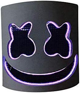 HezongDirect DJ Mask LED Mask Helmet Cosplay Costume Fancy Dress for Christmas Party Props Bar Full Head Mask (cool light purple)