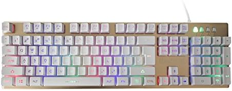 Mechanical LED Backlit Keyboard / FOJNY Wired Gaming Keyboard / Feeling Backlit Keyboard with Adjustable Backlight USB Wired Illuminated Computer Keyboard for PC Games Office (White)