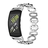 Women/Men Gift,AutumnFall 2018 22MM Stainless Steel Chain Style Bracelet Smart Watch Band Strap for Samsung Gear Fit 2/ Gear Fit 2 Pro Watch,Style 2 (Silver)