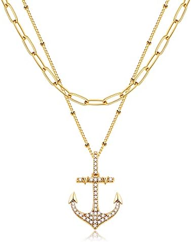 Amazon.com: BEBERLINI Anchor Cross Cubic Zirconia Pendant 14K Gold