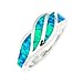 Sterling Silver Created Blue Opal Designed Band Ring