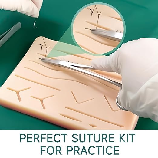 Almohadilla de Práctica de Sutura de Silicona,Kit Práctico de Sutura de 3 Capas,pad de sutura liso con 14 incisiones y heridas,para ser Utilizado por los Estudiantes Entrenamiento y Práctica (6)