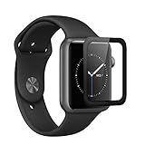 ELECNEWELL™ 0.26mm Apple Watch 42mm 3D Curved FULL COVER Tempered Glass Screen Protector Edge-To-Edge Full Screen Coverage Protect [Black] (for Apple Watch 42mm)