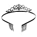 Wedding Bridal Black Rhinestone Tiara Crown Comb Hair Clips Headband for Women Accessory Christmas Halloween Party