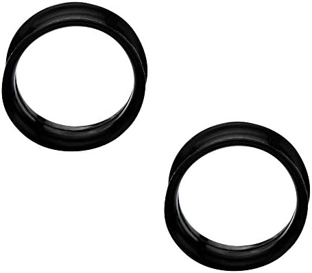 Pair of Double Flat Flared Tunnel Plug Ultra Soft Silicone Flexible E389 (Black 1.77" (45mm))