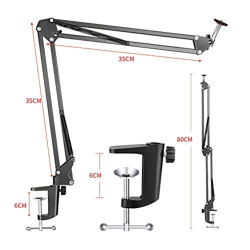 Webcam Clamp Mount Desktop Webcam Stand 28 inch Flexible Adjustable Suspension Boom Scissor Long Arm Swivel Holder for Webcam C922 C930 C920