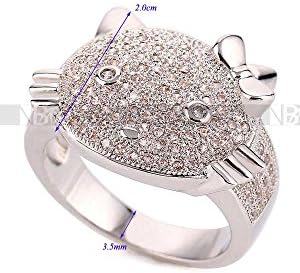C2JewCute Hello Kitty ring White Platinum Gold plated Jewelry Rings For Women