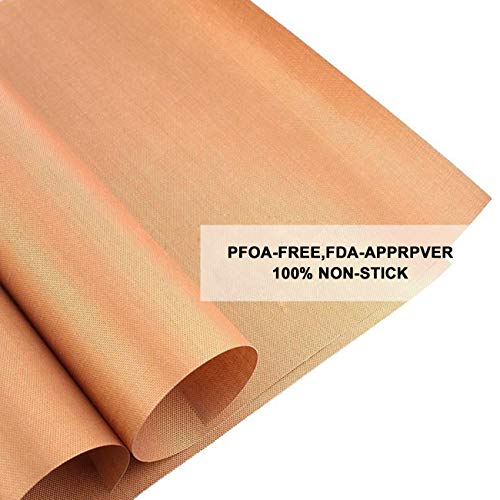 The perseids BBQ Grill Mat 5pcs, 100% Non-Stick Grilling Baking Mats Reusable Easy to Clean w/Silicone Brush & Kitchen Tong, Barbecue Accessories Kit for Gas, Charcoal, Electric Grill Oven in Copper