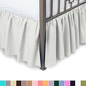 Amazon.com: Harmony Lane Ruffled Bed Skirt with Split ...