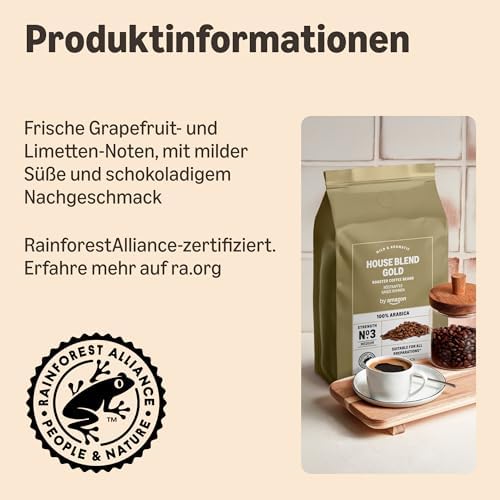 House Blend Gold Coffee Beans 100% Arabica Strength 3 Medium Roasted Coffee Beans, 1kg