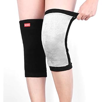 WCARE Bamboo Charcoal Cashmere Warm Metal Spring Fitness Knee Pad Unisex Cashmere Knee Brace Pads Winter Warm Thermal Knee Pad 1 Pair (Black)