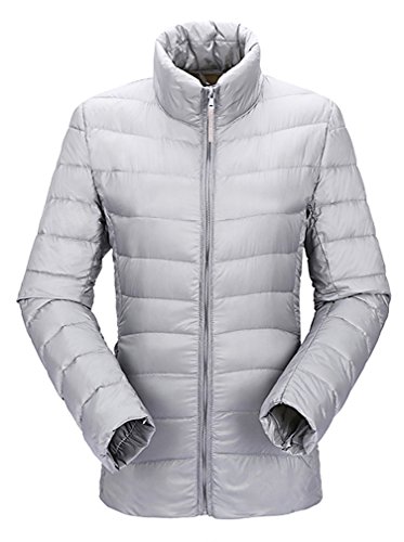 Maze, Women's Candy Color Slim Fit Padded High Collar Baffle Quilted Jacket, Silver M ,Manufacturer(L) Maze, Women's Candy Color Slim Fit Padded High Collar Baffle Quilted Jacket, Silver M ,Manufacturer(L)