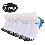 Sport Plantar Fasciitis Arch Support Compression Foot Socks/Foot Sleeves (7 Pairs) - Increases Circulation, Relieve Pain Fast (Blue&White, L/XL)
