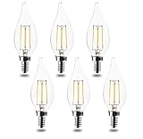 60 Watt Equivalent Candelabra Base led Bulbs E12 CA11 Dimmable 2700K Warm White 4.5W 450LM CA11 Flame Tip Vintage LED Filament Candle Bulb UL Listed (6pack)