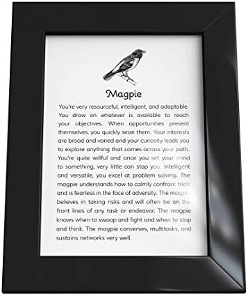 Power Animals Magpie Message in 5x7 black frame