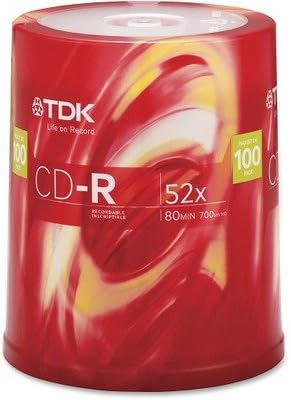 (3 Pack Value Bundle) TDK48555 CD-R Discs, 700MB/80min, 52x, Spindle, Silver, 100/Pack