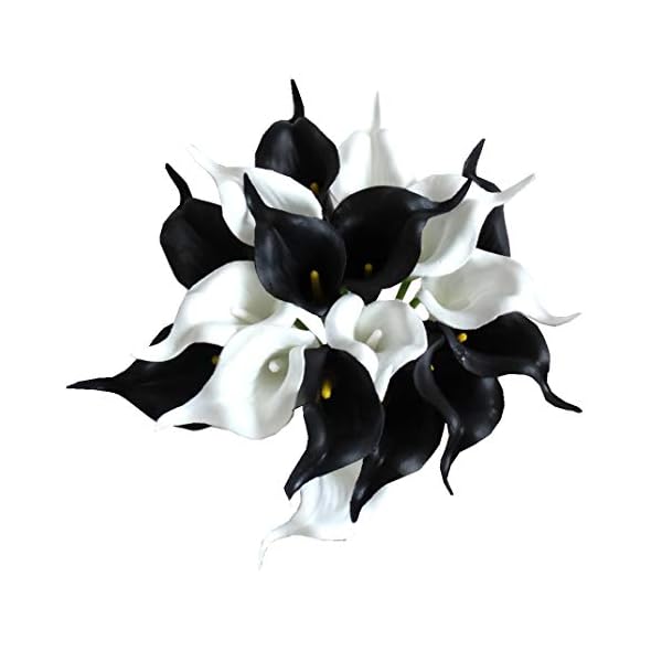 Mandy's 20pcs Black and White Fake Flowers Artificial Calla Lily Silk