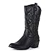 West Blvd Miami Cowboy Western Boots, Black Pu, 7.5