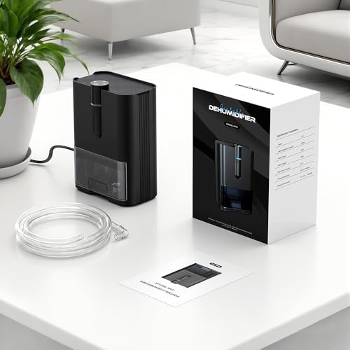 Home Dehumidifier, 2500 ml Dehumidifier for Home Mould, Silent Electric Dehumidifier with Drain Pipe, Auto Shutdown, Sleep Mode, Dehumidifiers for Bathroom, Bedroom, Wardrobe