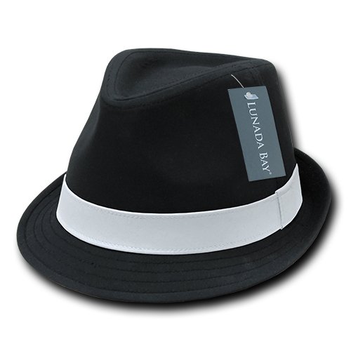 DECKY Basic Poly Woven Fedora, Black White, Small/Medium