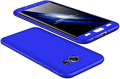 cmdkd case Compatible for Samsung Galaxy S7 Edge,360 Degree Protection 3 in 1 Slim PC Cover Shockproof Shell Full Body Coverage Hard Protective Case + Tempered Glass Screen Protector. Blue