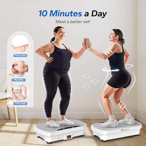 MERACH Vibration Plate Exercise Machine, Vibration Plate Lymphatic Drainage, Vibrating Plate Exercise Machine with Bluetooth and LED Display, Workout Equipment for Women Men Home