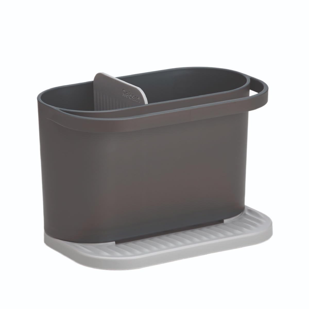 ReBorn - Recycled Sink Tidy - Kitchen Sink Organiser - Two Main Compartments - Integrated Dishcloth Rail - Ribbed, Sloping Base for Draining - Made in Britain (Dark Grey)