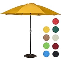 Sale Sundale Outdoor 9 Feet Aluminum Patio Umbrella With Crank And Push Button Tilt 8 Fiberglass Ribs Yellow Furniture Garden Pool