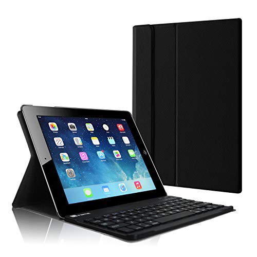 Fintie Keyboard Case for iPad 4th Generation with Retina Display, iPad 3 & iPad 2 (Old Model), Slim Lightweight Stand Cover with Magnetically Detachable Wireless Bluetooth Keyboard - Black