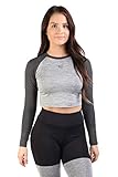 Women's Fitted Long Sleeve Crop Top Workout T Shirt