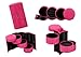 Bundle Monster 3 Tier Compartment Mini Velvet Travel Roll Up Jewelry Box Case Organizer Holder with Snap Closure - ULTRA PINK