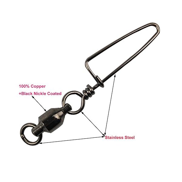 Easy-Catch-10-30-Pack-High-strength-Fishing-Ball-Bearing-Swivel-with-Coastlock-Snap-Strong-Welded-Ring-for-Saltwater-Fishing-18Lb-to-440Lb-100-CopperStainless-Steel-with-Black-Nickle-Coated Easy-Catch-10-30-Pack-High-strength-Fishing-Ball-Bearing-Swivel-with-Coastlock-Snap-Strong-Welded-Ring-for-Saltwater-Fishing-18Lb-to-440Lb-100-CopperStainless-Steel-with-Black-Nickle-Coated