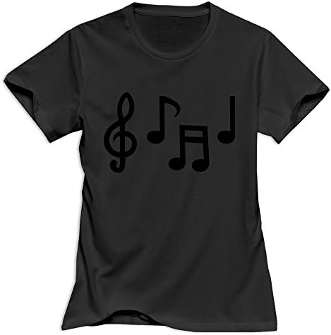 Short Sleeve Black L Music Notes Symbols 100% Cotton T Shirts For Women Comfortable Round Neck T Shirt