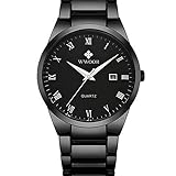 WWOOR Men's Watch Analog Quartz Waterproof Watch with Date Fashion Business Stainless Steel Casual Gift Wrist Watches (Gold Black&Gold&Blue&Black)
