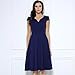 Miusol Women's Retro V Neck Cap Sleeve 1950'S Cocktail Evening Swing Dress,A-Navy Blue,Small