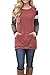 BLENCOT Women's Color Block Long Sleeve Tunic Sweatshirt Tops with Kangaroo Pocket-Red X-Large