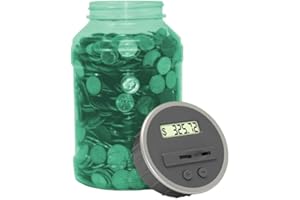 TEACHER'S CHOICE Digital Coin Bank Savings Jar by DE - Automatic Coin Counter Totals All U.S. Coins Including Dollars and Half Dollars - Original Style, Glow in The Dark