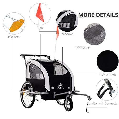 Aosom Elite 360 Swivel Bike Trailer for Kids Double Child TwoWheel