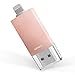 iPhone Flash Drive 64GB, Omars OTG USB 3.0 External Storage Memory Stick Adapter Expansion Compatible with iPhone, iPad, iPod, Mac and PC [Apple MFI Certified] (64G, Rose Gold)