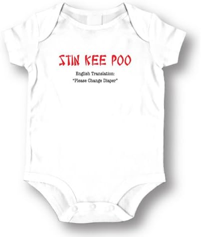 Attitude Rompers "Stin Kee Poo" Baby Romper Onesie; 6-9 Months-White