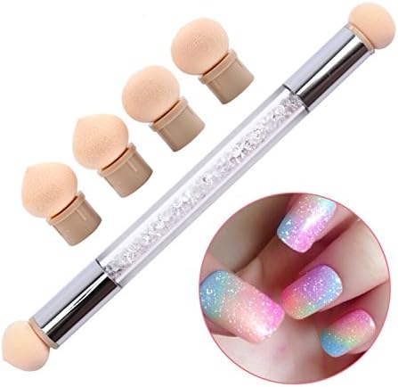 Twinkle UU Double Head Rhinestone Nail Art Sponge Brush Gel Polish Gradient Painting Dotting Shading 2 Way Dual End Tool Set Manicure