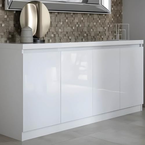 Adesivo Vinil Branco Impermeável Lavável P/Envelopamento Móveis Geladeira Fogão Mesa (Branco Brilho, 10m x 50cm)