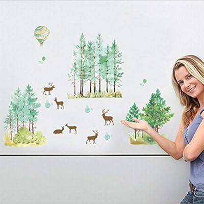 Cute Animal Live In Your Home Diy Elk Green Tree Wall Stickers Home Decor Jungle Forest Theme Wallpaper Gift For Kids Room Decor 100x140cm Buy Online At Best Price In Uae