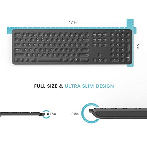 Rechargeable Wireless Keyboard Mouse, Jelly Comb KS037 Ergonomic Ultra Slim Full Size Metal