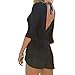 SUNNOW Women's Sexy Long Sleeves V Neck Backless Short Romper Jumpsuit (Asian M=US(4), Black)
