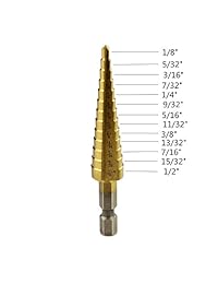 hqmaster Titanio Broca escalonada, de alta velocidad de acero HSS 1 de cambio rápido vástago 4" Total 28 tamaños 3 piezas herramienta de acero al carbono, hoja, juntas de aislamiento, pvc juntas, laminado, de hierro y madera